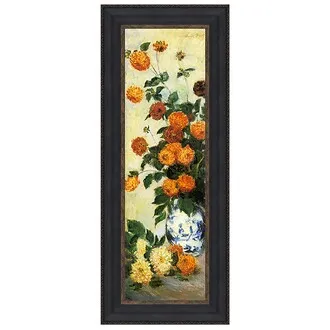 Dahlias Framed Canvas Replica Painting: Medium