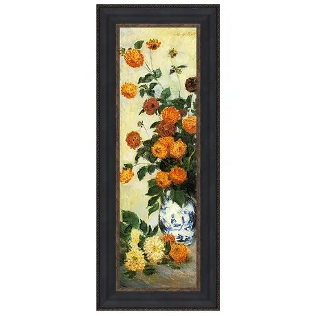 Dahlias Framed Canvas Replica Painting: Large