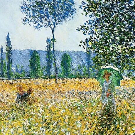 Sunlight Effect under the Poplars Framed Canvas Replica Painting: Medium