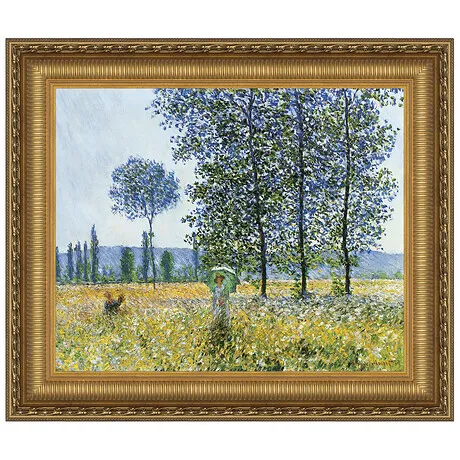 Sunlight Effect under the Poplars Framed Canvas Replica Painting: Medium