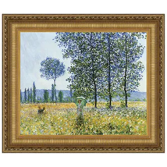 Sunlight Effect under the Poplars Framed Canvas Replica Painting: Grande