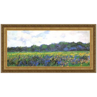 Field of Yellow Irises at Giverny Framed Canvas Replica Painting: Medium