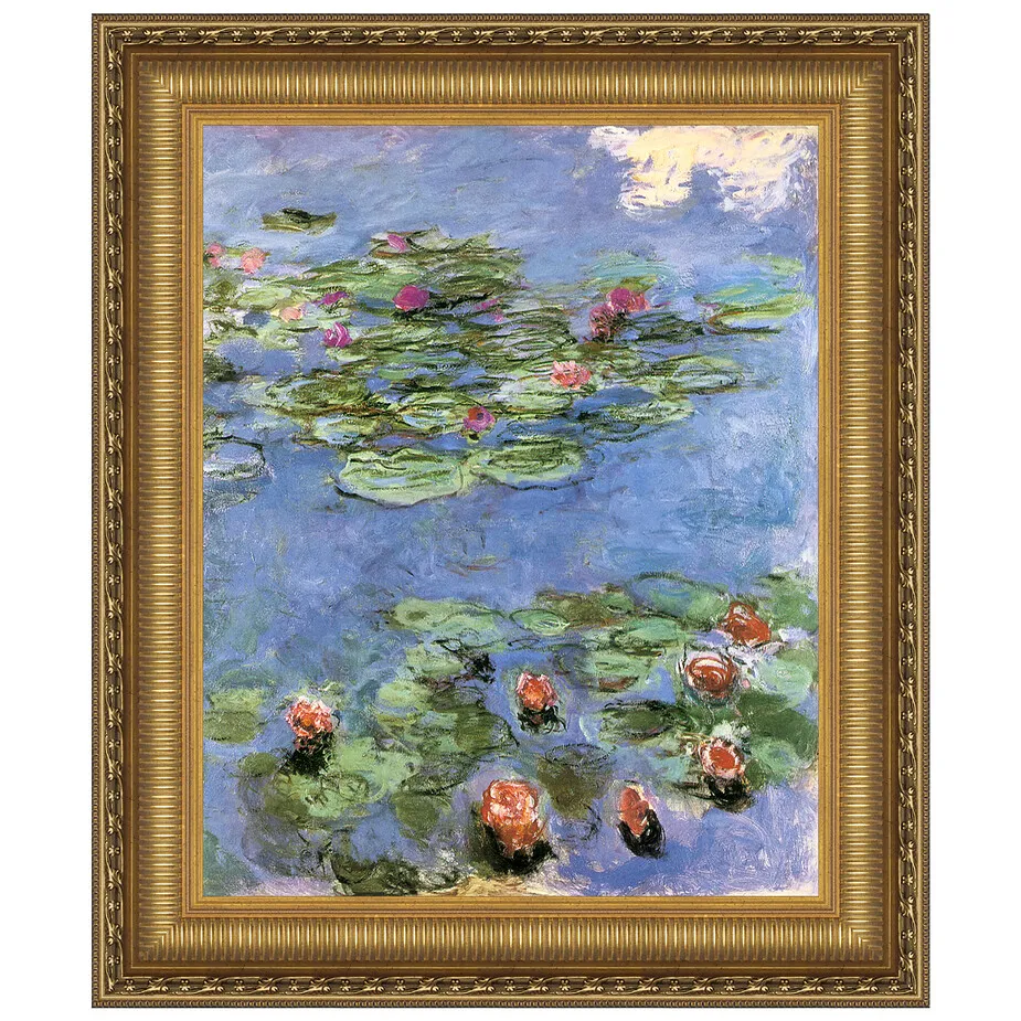 Water Lilies Framed Canvas Replica Painting: Large