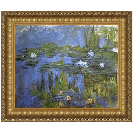 Water Lilies Framed Canvas Replica Painting: Large