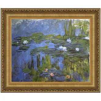 Water Lilies Framed Canvas Replica Painting: Grande