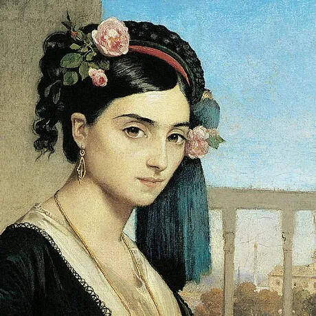 Woman of the Orient Framed Canvas Replica Painting: Small