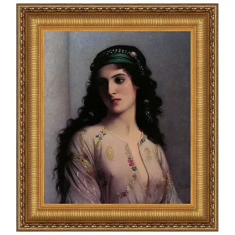 Jewish Girl in Tangiers Framed Canvas Replica Painting: Large
