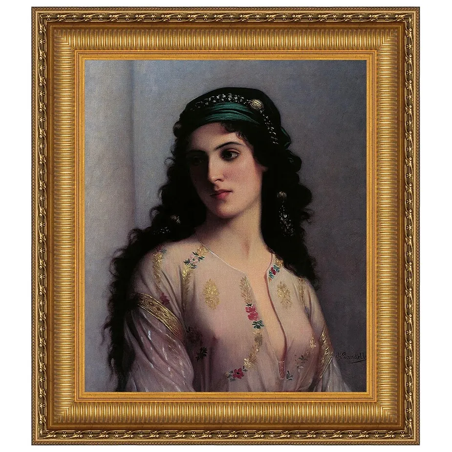 Jewish Girl in Tangiers Framed Canvas Replica Painting: Large