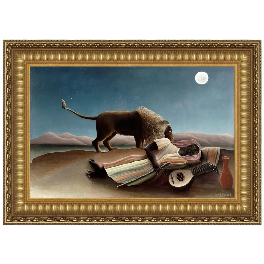The Sleeping Gypsy Framed Canvas Replica Painting: Medium