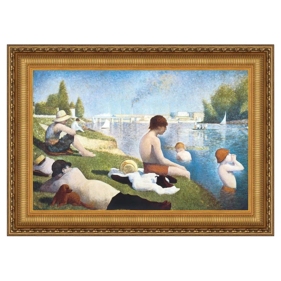 Bathing at Asnieres Framed Canvas Replica Painting: Medium