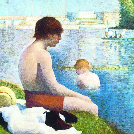Bathing at Asnieres Framed Canvas Replica Painting: Grande