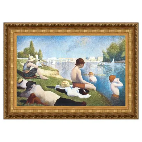 Bathing at Asnieres Framed Canvas Replica Painting: Grande