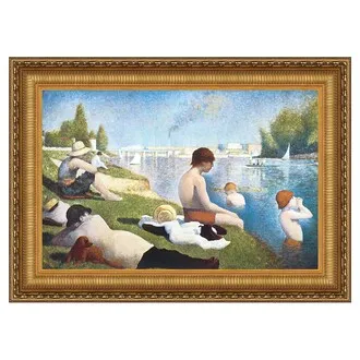 Bathing at Asnieres Framed Canvas Replica Painting: Grande
