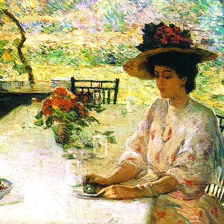 On the Porch Framed Canvas Replica Painting: Medium