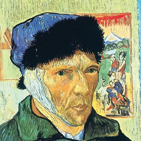 Self Portrait with Bandaged Ear Framed Canvas Replica Painting: Small