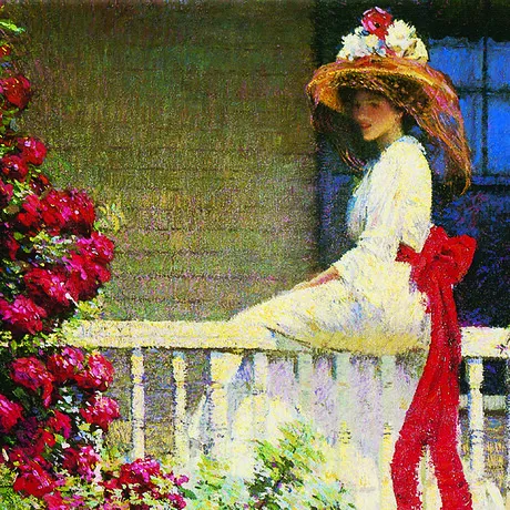 The Crimson Rambler Framed Canvas Replica Painting: Small