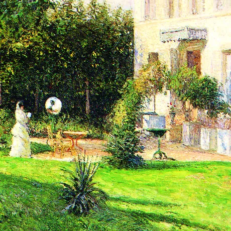 Garden of Les Mathurins at Pontoise Framed Canvas Replica Painting: Medium