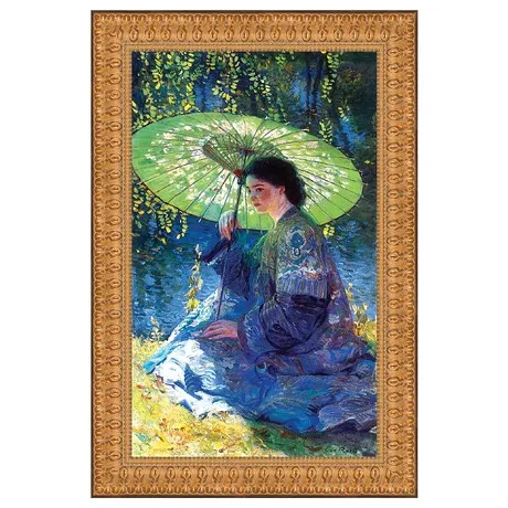 The Green Parasol Framed Canvas Replica Painting: Large