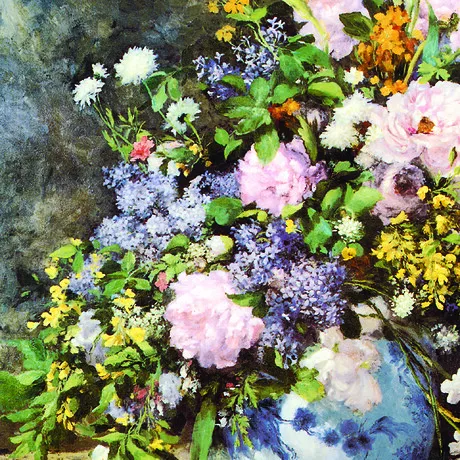 Vase of Flowers Framed Canvas Replica Painting: Medium
