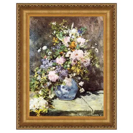 Vase of Flowers Framed Canvas Replica Painting: Medium