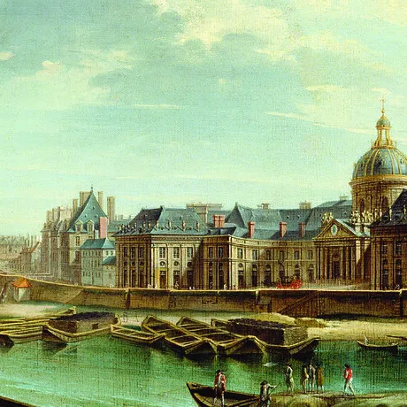 A View of Paris with the Ile de la Cite Framed Canvas Replica Painting: Large