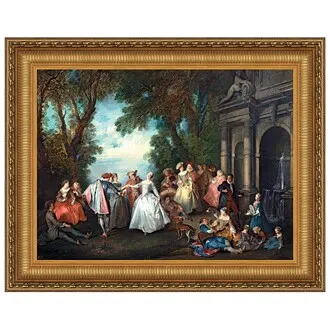 Dance Before a Fountain Framed Canvas Replica Painting: Grande
