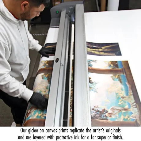 Girl in a Large Hat Framed Canvas Replica Painting: Small