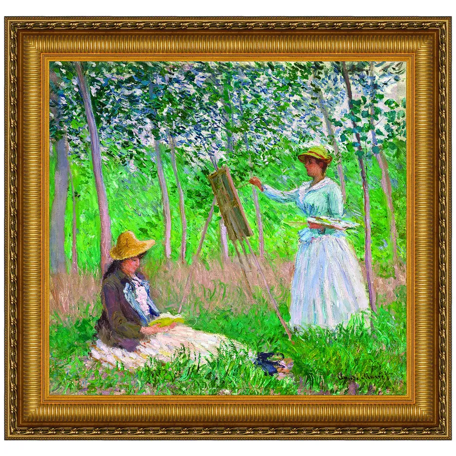 Woods at Giverny, Hoschede Sisters Framed Canvas Replica Painting: Medium