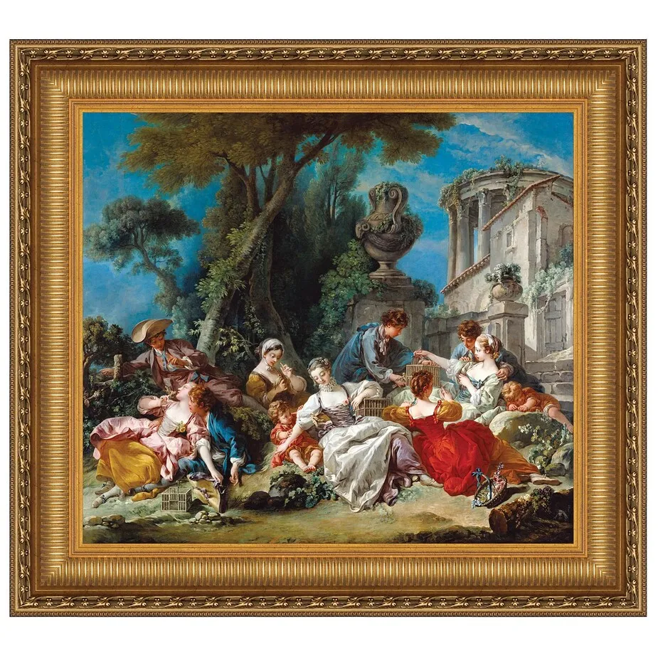 The Bird Catchers Framed Canvas Replica Painting: Medium