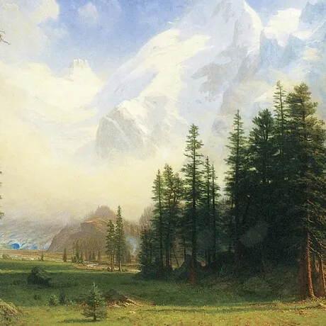 Mountain Landscape Framed Canvas Replica Painting: Small