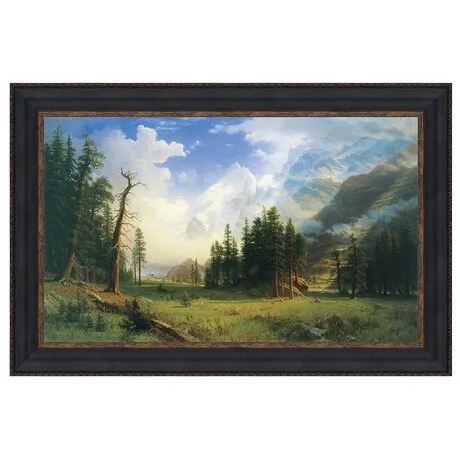 Mountain Landscape Framed Canvas Replica Painting: Medium