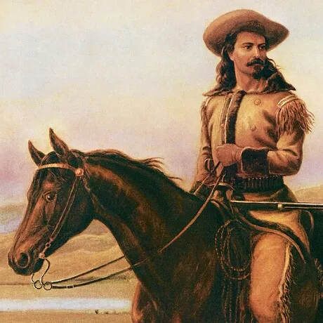 Buffalo Bill on Charlie Framed Canvas Replica Painting: Medium