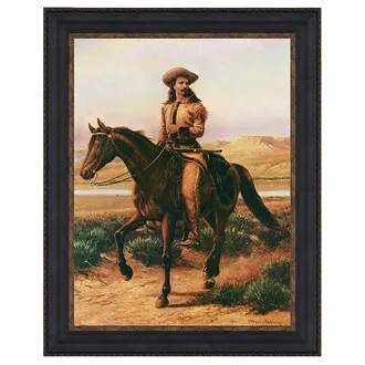 Buffalo Bill on Charlie Framed Canvas Replica Painting: Large