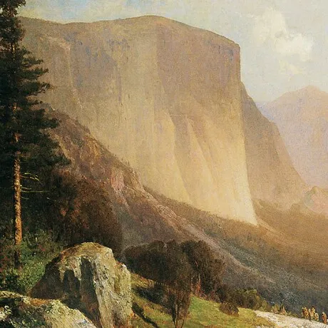 View of Yosemite Valley Framed Canvas Replica Painting: Medium