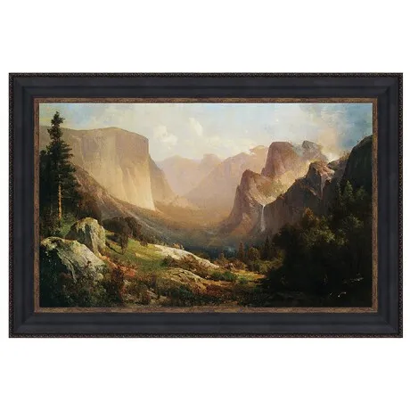 View of Yosemite Valley Framed Canvas Replica Painting: Medium