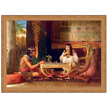 Egyptian Chess Players Framed Canvas Replica Painting: Small