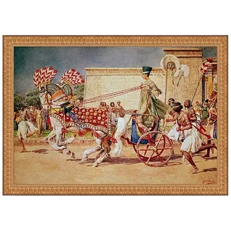 Nefertiti in Her Royal Chariot Framed Canvas Replica Painting: Large