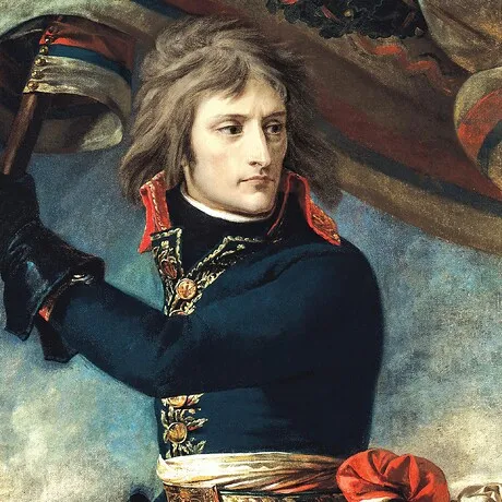General Bonaparte on the Bridge at Arcole Framed Canvas Replica Painting: Large