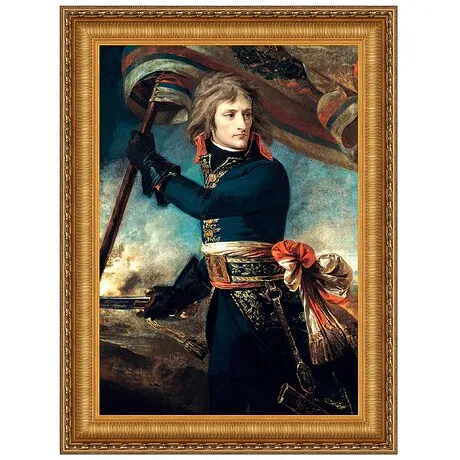 General Bonaparte on the Bridge at Arcole Framed Canvas Replica Painting: Large