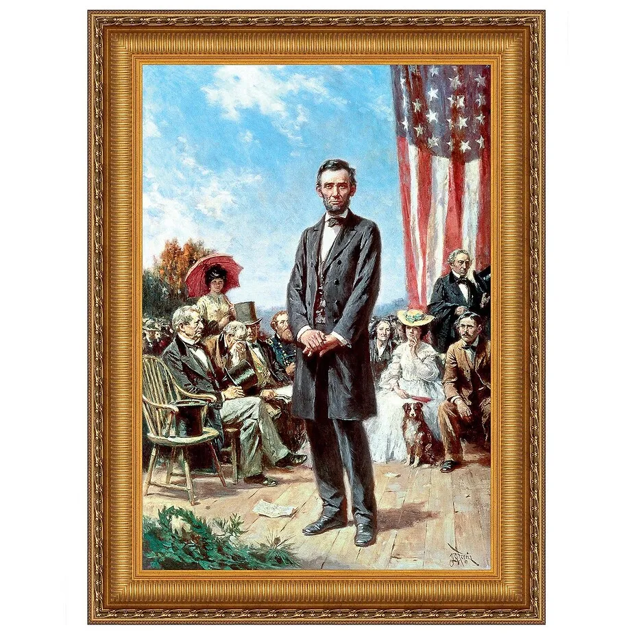 The Gettysburg Address of 1863: Framed Canvas Replica Painting: Grande