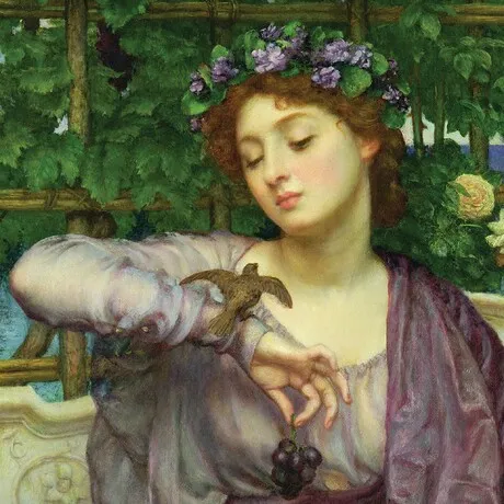 Libra and Her Sparrow Framed Canvas Replica Painting: Medium