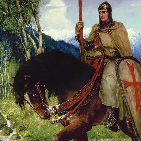 Parsifal in Quest of the Holy Grail Framed Canvas Replica Painting: Small