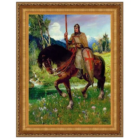 Parsifal in Quest of the Holy Grail Framed Canvas Replica Painting: Medium