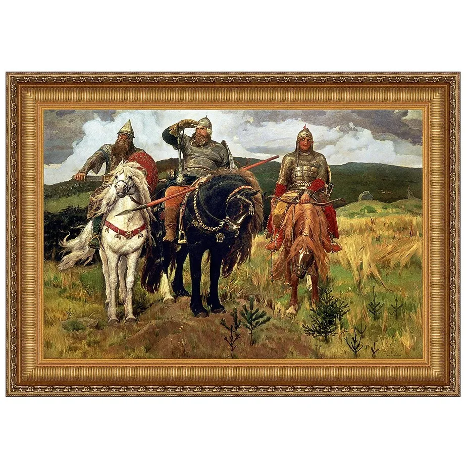 Bogatyrs (Warrior Knights) Framed Canvas Replica Painting: Small