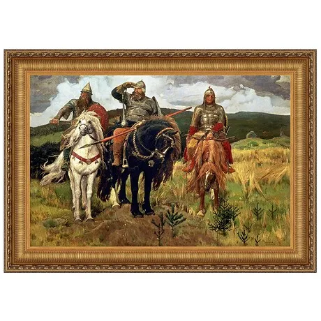 Bogatyrs (Warrior Knights) Framed Canvas Replica Painting: Large
