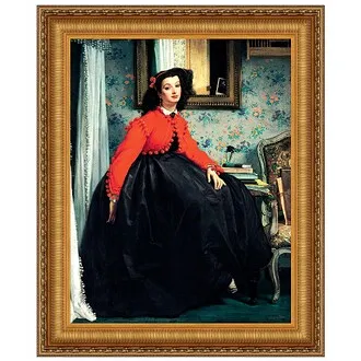 Portrait of Mlle. L.L. Young Framed Canvas Replica Painting: Small