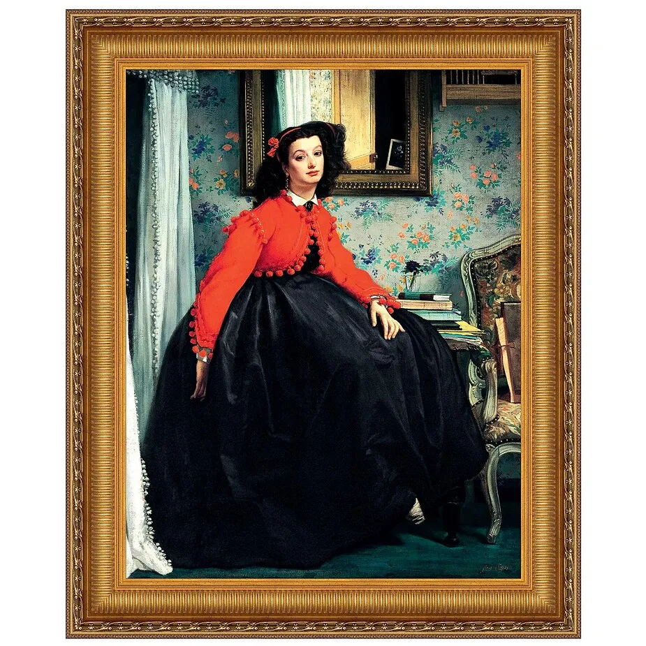 Portrait of Mlle. L.L. Young Framed Canvas Replica Painting: Large