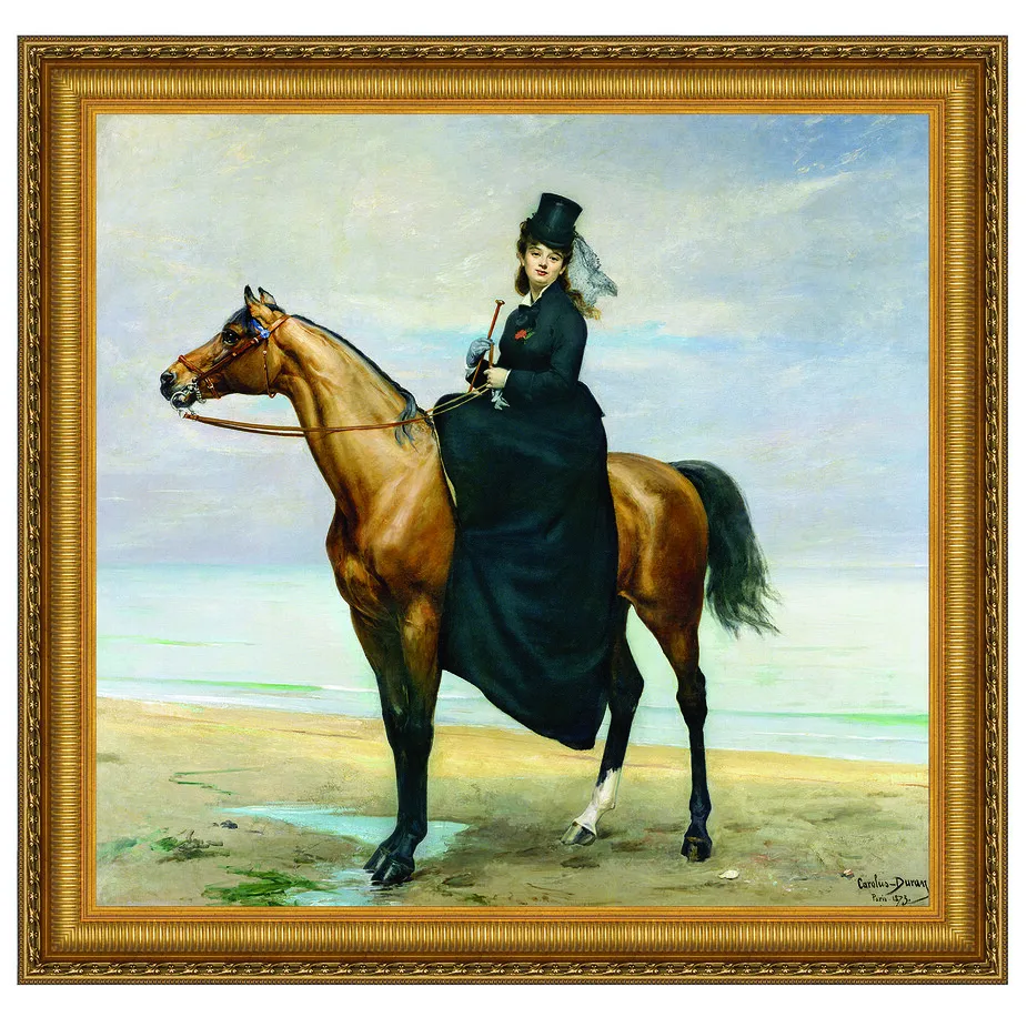 Equestrian Portrait of Mademoiselle Croizette Framed Canvas Replica Painting: Large