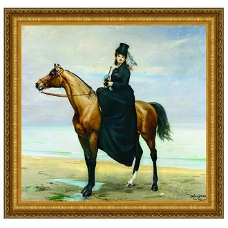 Equestrian Portrait of Mademoiselle Croizette Framed Canvas Replica Painting: Grande