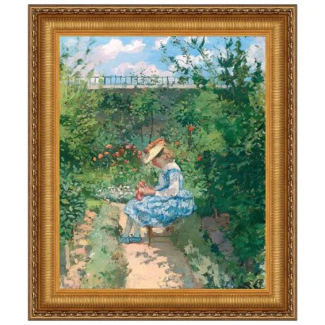 Jeanne in the Garden, Pontoise Framed Canvas Replica Painting: Small